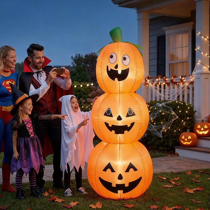 Halloween Pumpkin Decor Led - 1.2M Stackable Halloween Inflatable Pumpkin LED