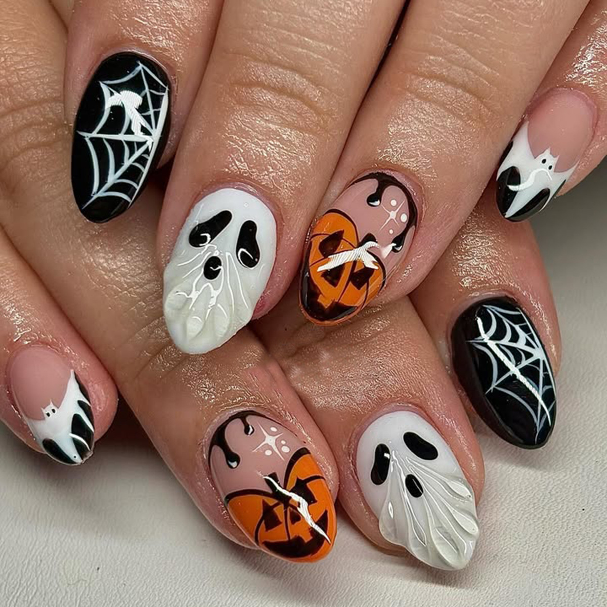 Halloween Fake Nails Ghost Pum - đánh giá và giá Pumpkin Lantern Halloween