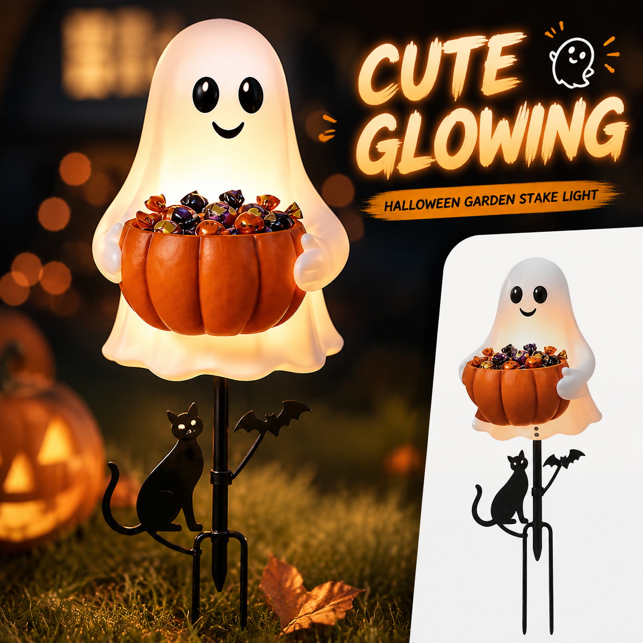 Halloween Ghost Candy Holder D - đánh giá và giá Halloween Pumpkin Decor Led