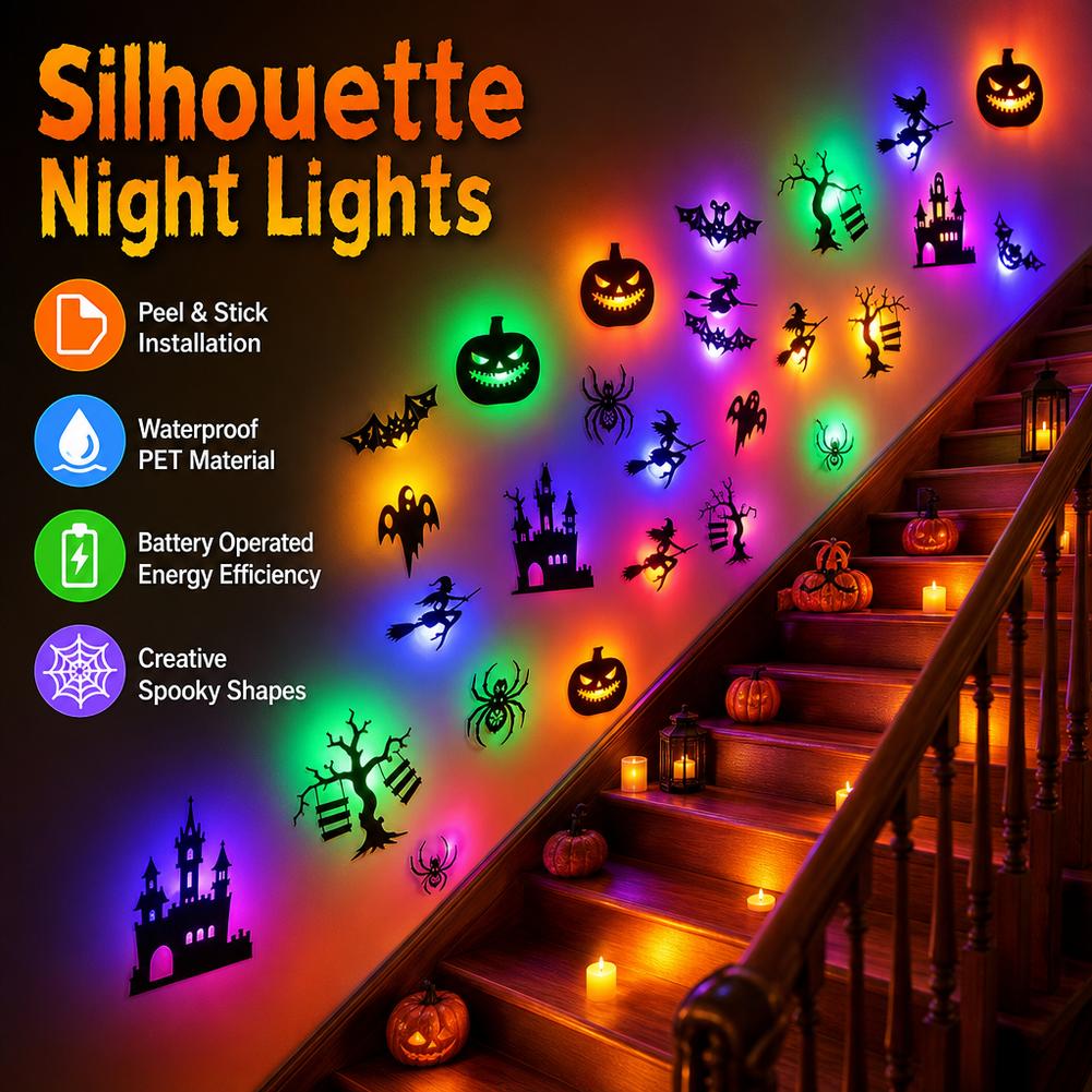 30PCS LED Halloween Wall Stick - đánh giá và giá Halloween Pumpkin Decor Led