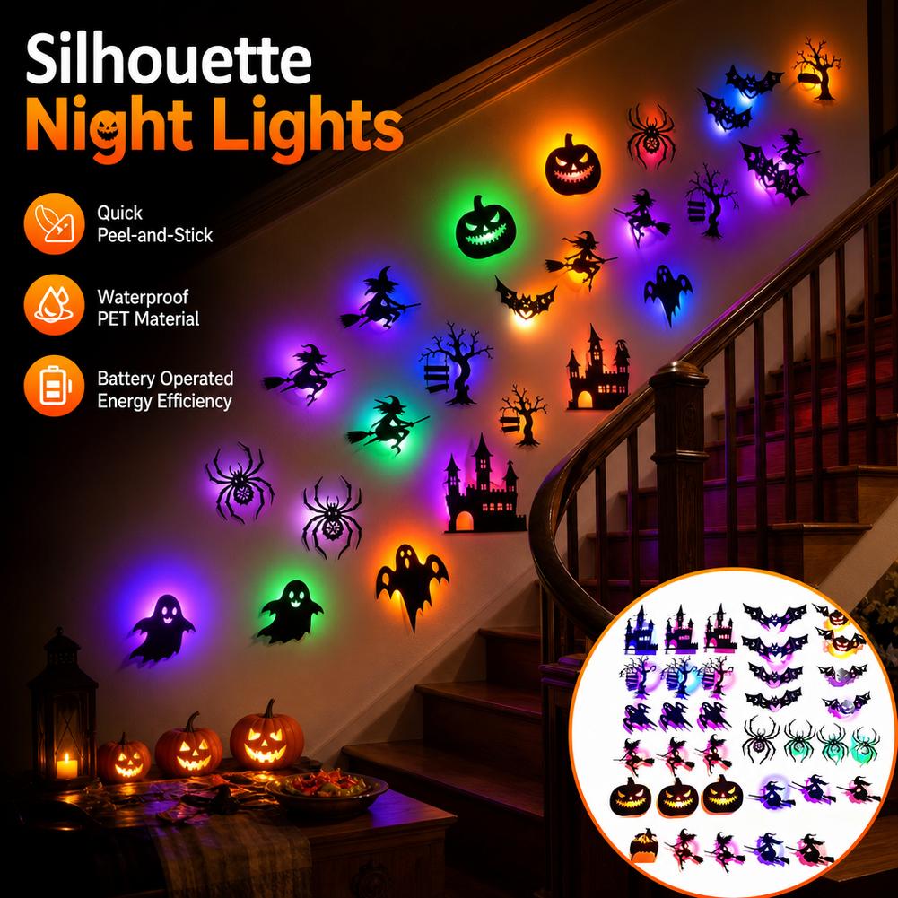 30PCS LED Halloween Wall Stick - đánh giá và giá Halloween Pumpkin Decor Led