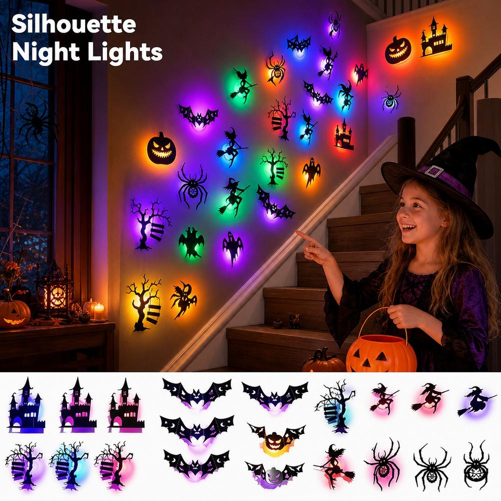 30PCS LED Halloween Wall Stick - đánh giá và giá Halloween Pumpkin Decor Led
