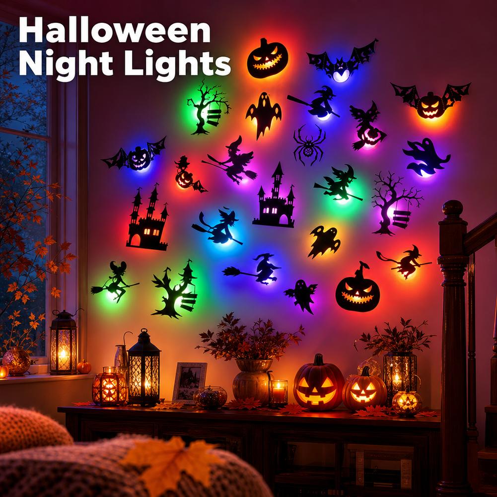30PCS LED Halloween Wall Stick - đánh giá và giá Halloween Pumpkin Decor Led