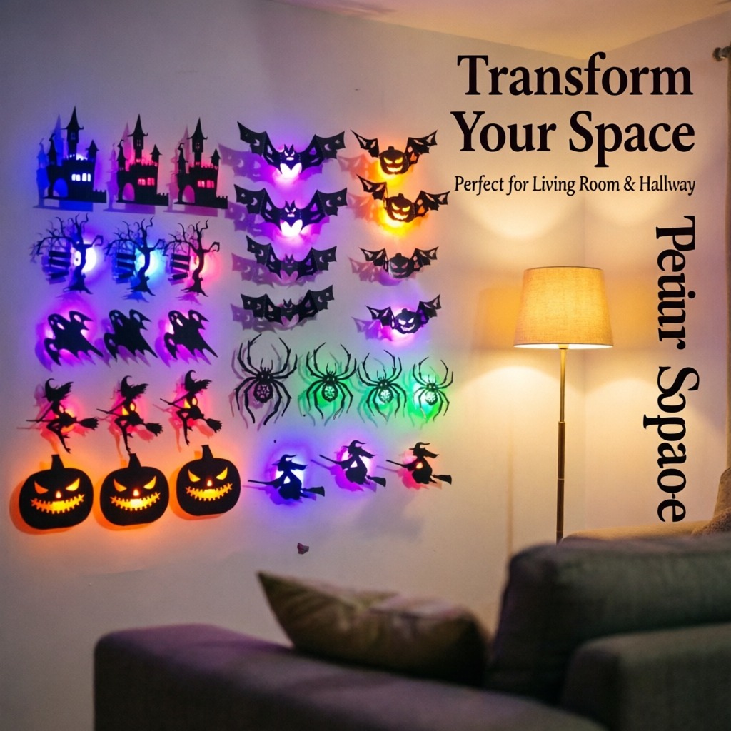 8pcs/set LED Halloween Wall St - đánh giá và giá Halloween Pumpkin Decor Led