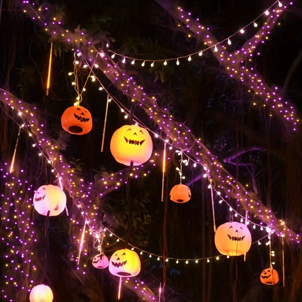 1PC 12M100LED Halloween Solar  - đánh giá và giá Halloween Led String Lights Orange