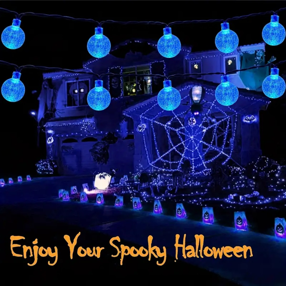 1pc 12m 100 LED Halloween Purp - đánh giá và giá Halloween Led String Lights Orange