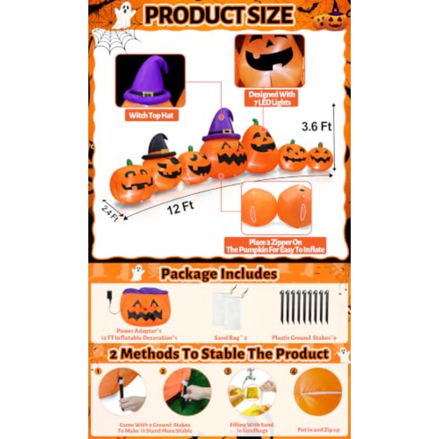 Outdoor Halloween inflatable p - đánh giá và giá Halloween Pumpkin Decor Led