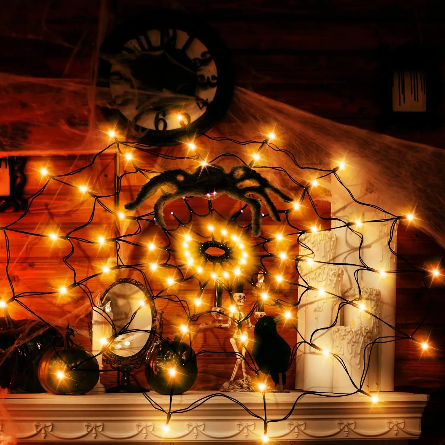 Halloween LED Light String Gho - đánh giá và giá Spider Web Halloween Decoration