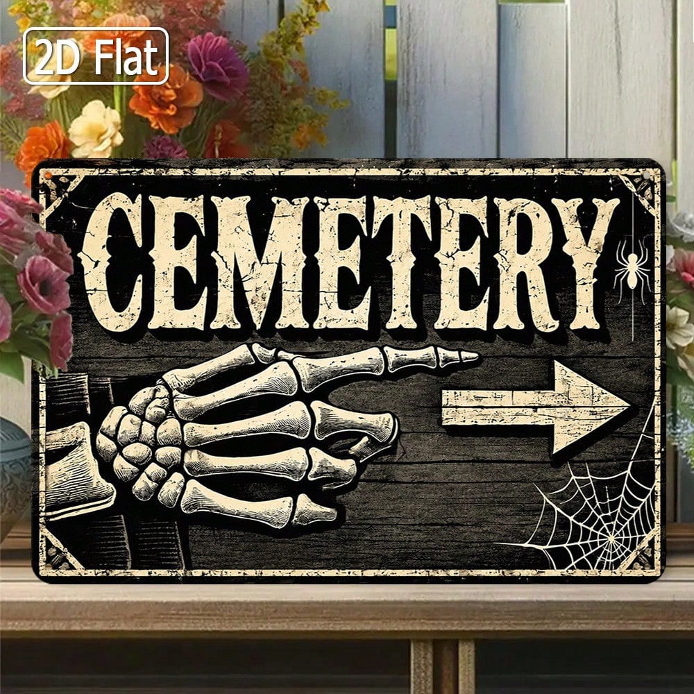 1pc 2D Flat Tin Sign - Vintage - đánh giá và giá Halloween Skeleton Decoration