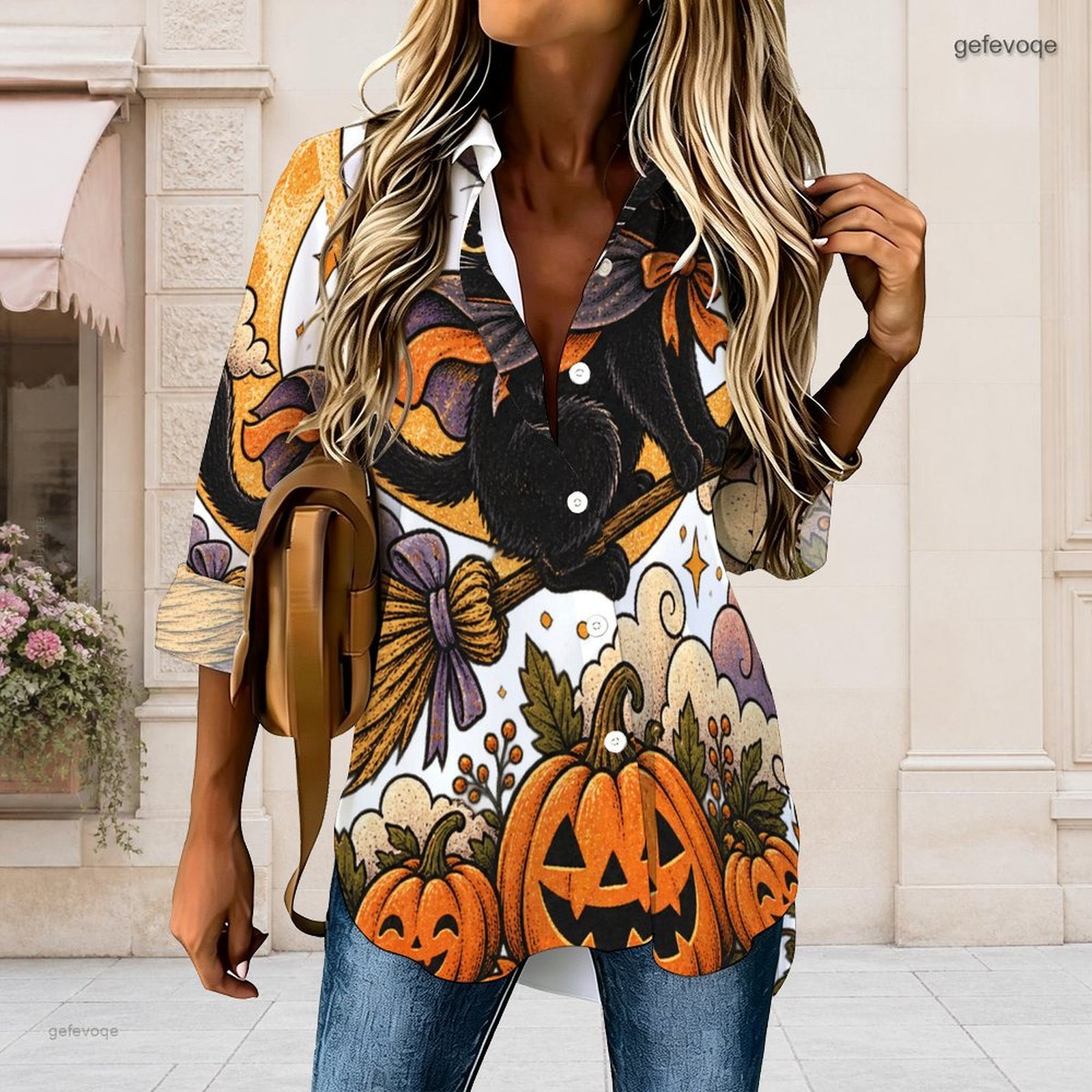 Women Halloween Printed Collar - đánh giá và giá Pumpkin Lantern Halloween